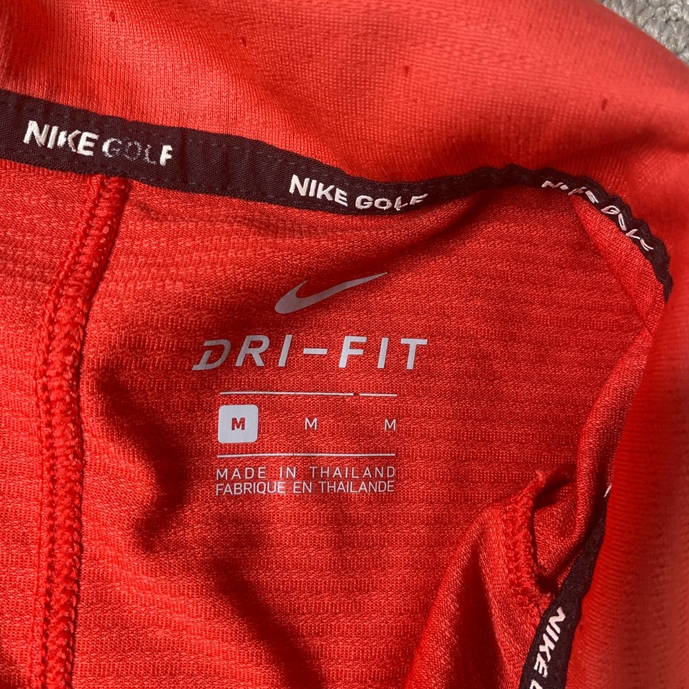 Nike Golf Mens Polo Shirt Size Medium Red Short Sleeves Dri Fit Swoosh Pullover - Picture 9 of 12